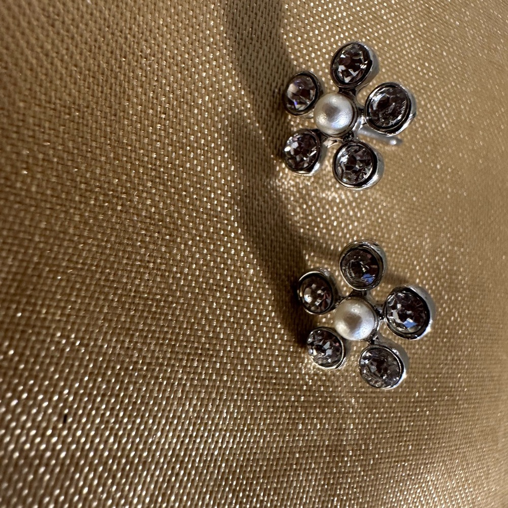 Elegant Silver and Pearl Flower Earrings